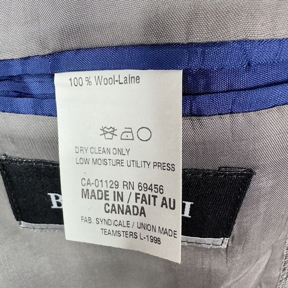 Men’s 46R Wool Blazer Grey Plaid Sport Coat Classic Fit Made in Canada - Picture 9 of 15